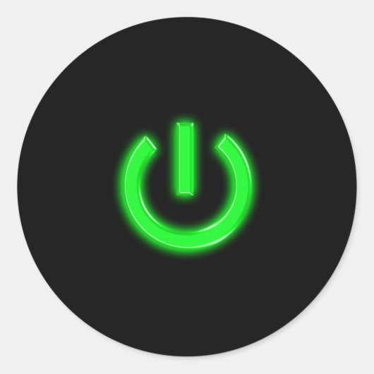 Neon Green Flourescent Power Button Runder Aufkleber (Vorderseite)