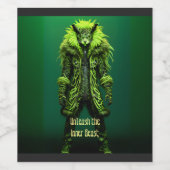 Neon Green Funky and Flashy Feral Animal Weinetikett (Einzelnes Label)