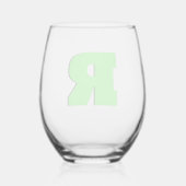 Neon Green Funny Modern Monogram Initial Letter Weinglas Ohne Stiel (Rückseite)