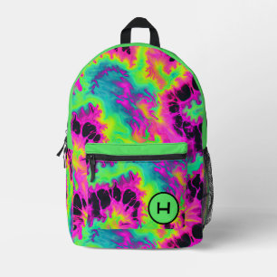 Neon Green Gefärbte Krawatte Monogram Bedruckter Rucksack