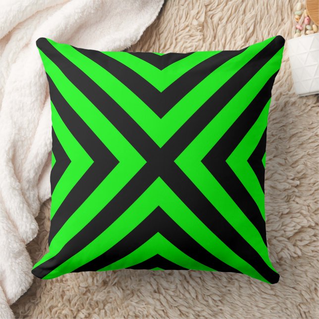 Neon Green Geometric Decorative Throw Kissen (Decke)