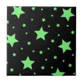 Neon Green Geometric Stars Muster Fliese (Vorderseite)