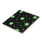 Neon Green Geometric Stars Muster Fliese (Seite)