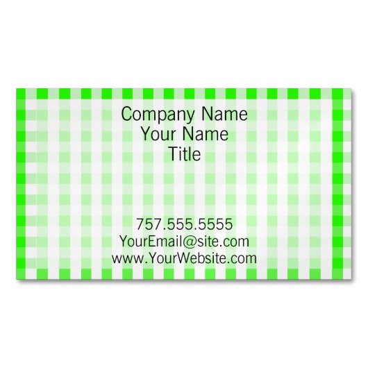 Neon Green Gingham Pattern Magnetische Visitenkarte (Vorderseite)