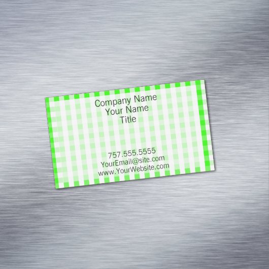Neon Green Gingham Pattern Magnetische Visitenkarte (Beispiel)