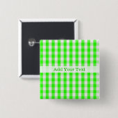 Neon Green Gingham Pattern von Shirley Taylor Button (Vorne & Hinten)