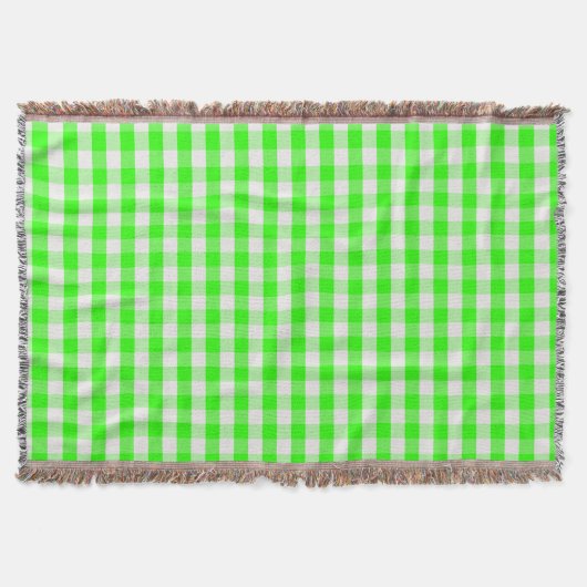 Neon Green Gingham Pattern von Shirley Taylor Decke (Vorderseite)