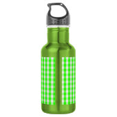 Neon Green Gingham Pattern von Shirley Taylor Edelstahlflasche (Rückseite)