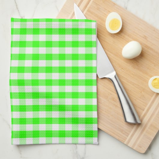 Neon Green Gingham Pattern von Shirley Taylor Geschirrtuch (Viertel Falte)