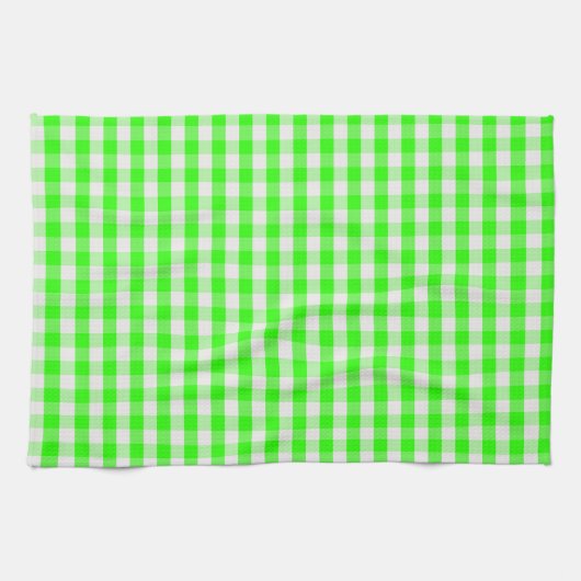 Neon Green Gingham Pattern von Shirley Taylor Geschirrtuch (Horizontal)
