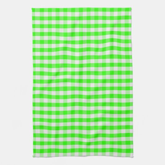 Neon Green Gingham Pattern von Shirley Taylor Geschirrtuch (Vertikal)