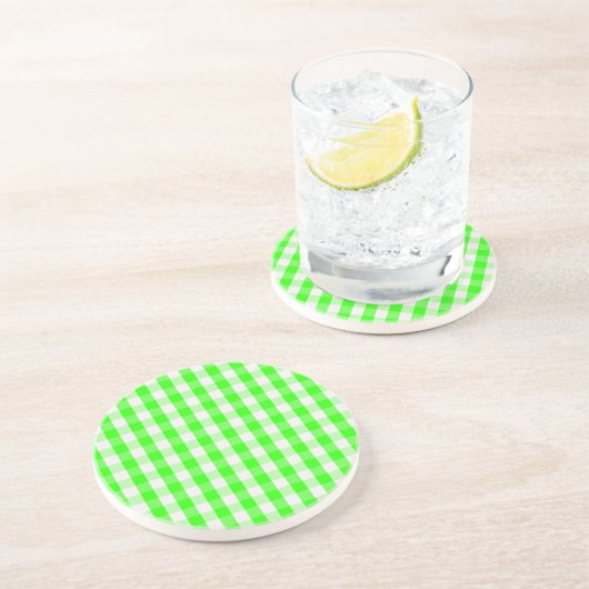 Neon Green Gingham Pattern von Shirley Taylor Getränkeuntersetzer (Seite)