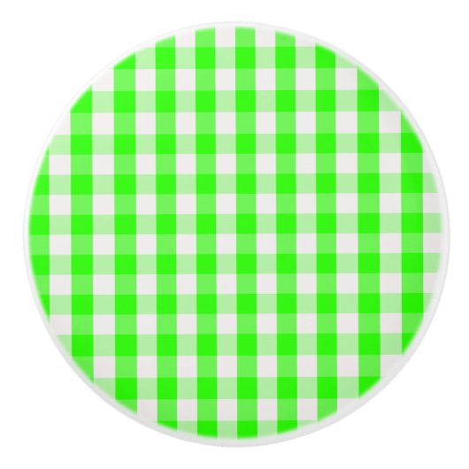 Neon Green Gingham Pattern von Shirley Taylor Keramikknauf (Vorderseite)