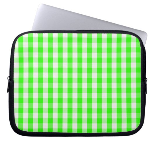 Neon Green Gingham Pattern von Shirley Taylor Laptopschutzhülle (Vorderseite)