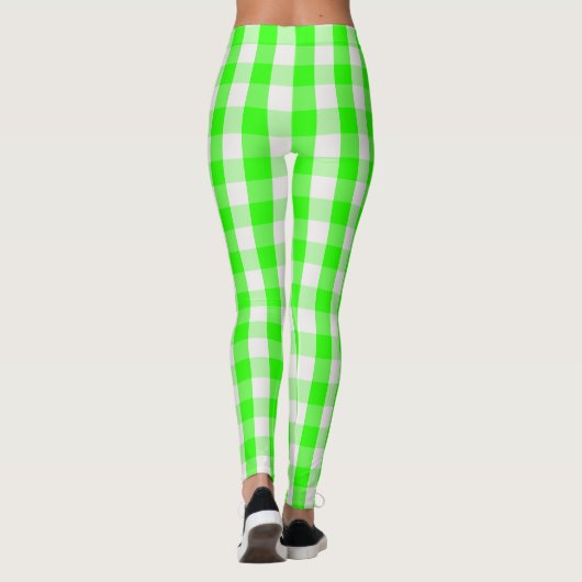 Neon Green Gingham Pattern von Shirley Taylor Leggings (Rückseite)