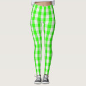Neon Green Gingham Pattern von Shirley Taylor Leggings (Vorderseite)