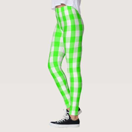 Neon Green Gingham Pattern von Shirley Taylor Leggings (Links)