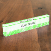 Neon Green Gingham Pattern von Shirley Taylor Namensplakette (Seite)