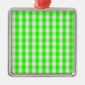 Neon Green Gingham Pattern von Shirley Taylor Silbernes Ornament (Vorne)