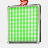 Neon Green Gingham Pattern von Shirley Taylor Silbernes Ornament (Links)