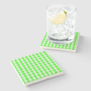 Neon Green Gingham Pattern von Shirley Taylor Steinuntersetzer