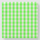 Neon Green Gingham Pattern von Shirley Taylor Steinuntersetzer (Vorderseite)