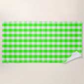 Neon Green Gingham Pattern von Shirley Taylor Strandtuch (Vorderseite)