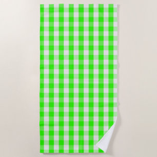 Neon Green Gingham Pattern von Shirley Taylor Strandtuch