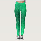 Neon Green Glitzer Colorful Bright Stylish Girly  Leggings (Vorderseite)