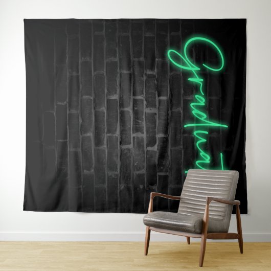 Neon Green Glow Light | Graduate Party Foto Stand Wandteppich (Beispiel (Horizontal))