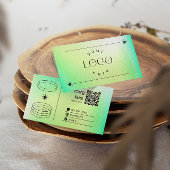 Neon Green Gradient Trendy Editable Business Card Visitenkarte