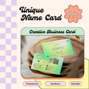 Neon Green Gradient Trendy Editable Business Card Visitenkarte