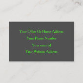 Neon Green Gray Custom Color Makeup Artist Salon Visitenkarte (Rückseite)