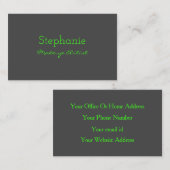 Neon Green Gray Custom Color Makeup Artist Salon Visitenkarte (Vorne/Hinten)