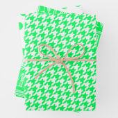 Neon Green Hahnentrittmuster Monogram Polka Dot Geschenkpapier Set (Beispiel)