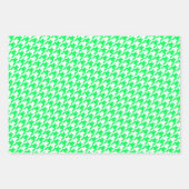 Neon Green Hahnentrittmuster Monogram Polka Dot Geschenkpapier Set (Vorderseite)