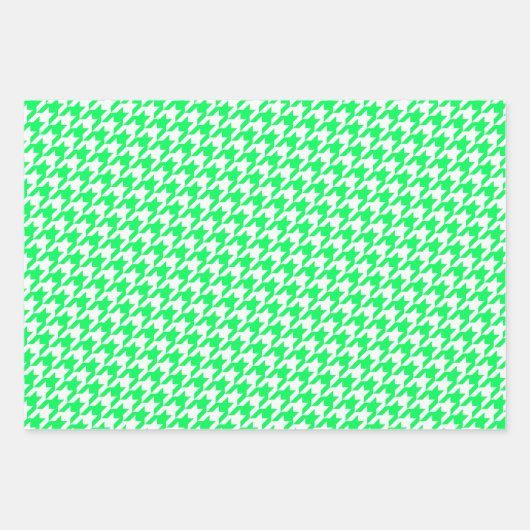Neon Green Hahnentrittmuster Monogram Polka Dot Geschenkpapier Set (Vorderseite)
