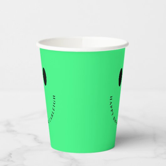 Neon Green Happy Gesicht Custom Paper Cups Pappbecher (Links)