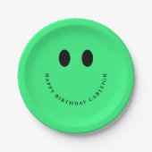 Neon Green Happy Gesicht Custom Pappteller (Vorderseite)