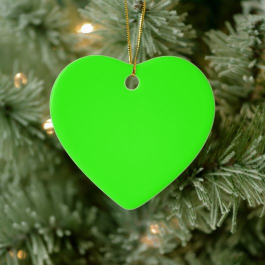 Neon Green Heart Keramik Ornament (Baum)