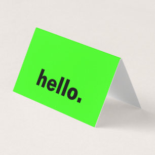 Neon Green Hello Colorful Bright Typografy Custom Visitenkarten
