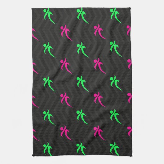 Neon Green, Hot Pink, Running, Runner, schwarz Handtuch (Vertikal)
