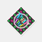 Neon Green, Hot Pink, Scuba Diving, Black Zickzack Serviette (Ecke)