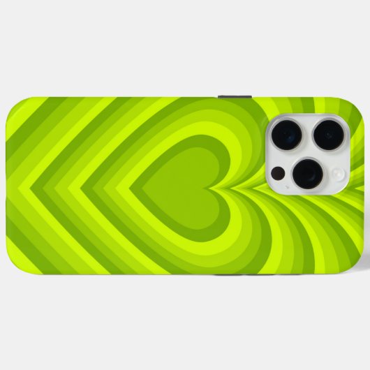 Neon Green Hypnotic Heart Liebe Pattern Case-Mate iPhone Hülle (Rückseite (Horizontal))