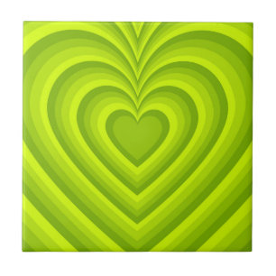 Neon Green Hypnotic Heart Liebe Pattern Fliese