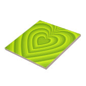 Neon Green Hypnotic Heart Liebe Pattern Fliese (Seite)