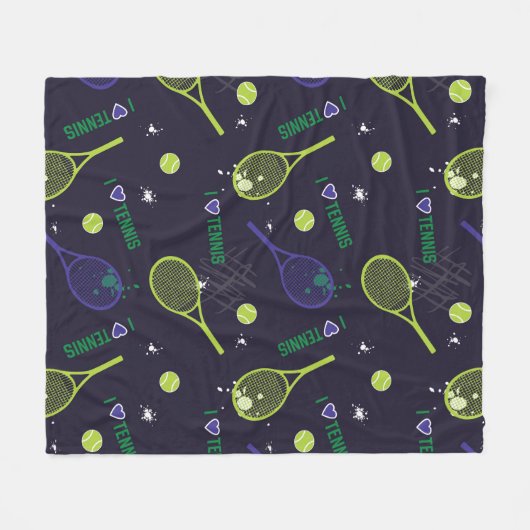 💚 Neon green I Liebe Tennis Fleecedecke (Vorderseite (Horizontal))