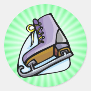 Neon Green Ice Skate. Runder Aufkleber