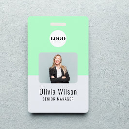 Neon Green ID Custom Business Logo Employee Photo  Ausweis