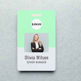 Neon Green ID Custom Business Logo Employee Photo  Ausweis